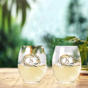 Oval Stripes-JS Stemless Wine Glass