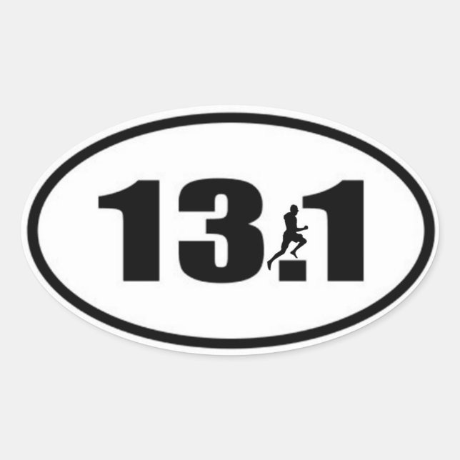 Ovale 13,1 Sticker avec coureur (Devant)