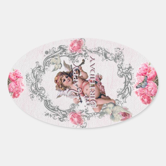 Ovale Anniversaire - Linge blanc - Sticker (Devant)