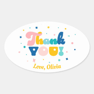 Ovale Arc-en-ciel de fête d'anniversaire amusant Sticker