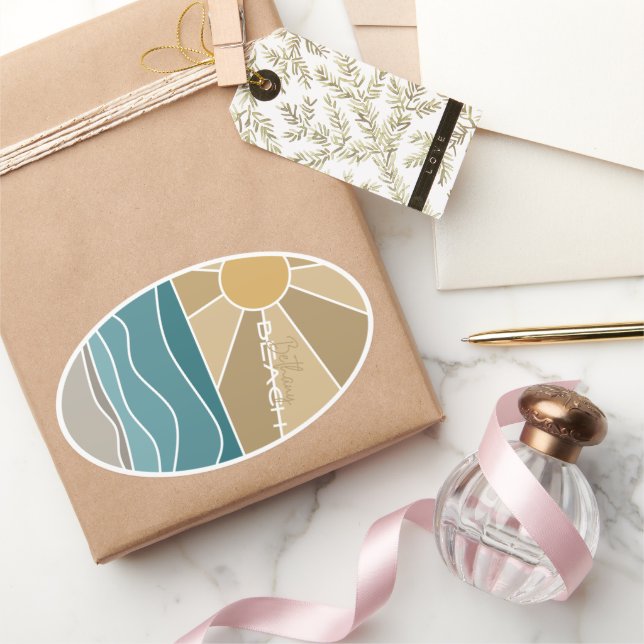 Ovale Bethany Beach Sticker imperméable (Cadeaux)