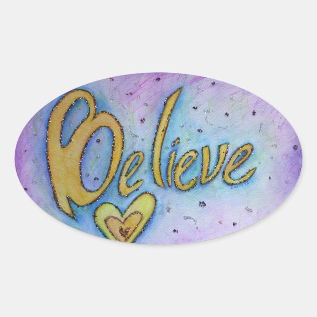 Ovale Croyez-vous à l'Art Inspirational Sticker Decals (Devant)