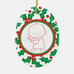 Ovale En Céramique 1er Ornement personnalisé de Noël pour bébé de la 