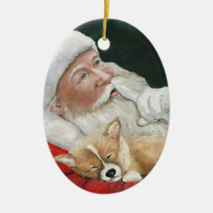 Ovale En Céramique Corgi de Gallois de Pembroke et ornement d'art de
