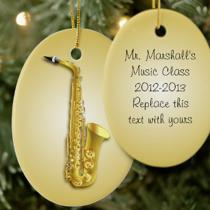 Ovale En Céramique Musiciens de saxophone ornement avec texte personn