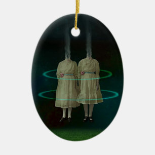 Ovale En Céramique Ornement crépusculaire de soeurs