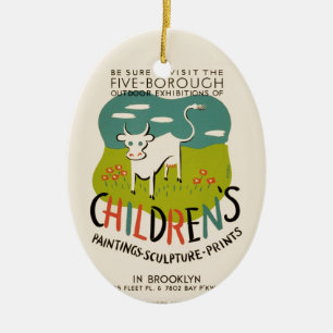 Ovale En Céramique Ornement d'art pour enfants vintage