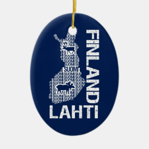 Ovale En Céramique Ornement de CARTE de la FINLANDE - Lahti -