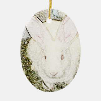 Ovale En Céramique Ornement de lapin de juin