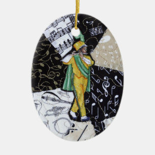 Ovale En Céramique Ornement de musique de fanfare