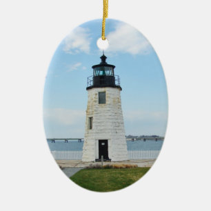 Ovale En Céramique Ornement de phare d'île de chèvre