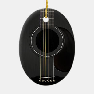 Ovale En Céramique Ornement guitare noir