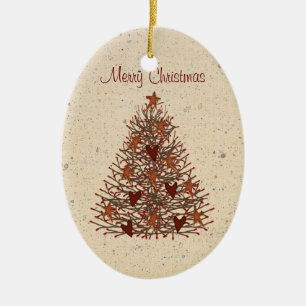 Ovale En Céramique Ornement primitif d'arbre