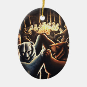 Ovale En Céramique Ours de danse Ornement Multicultural Love Cadeaux