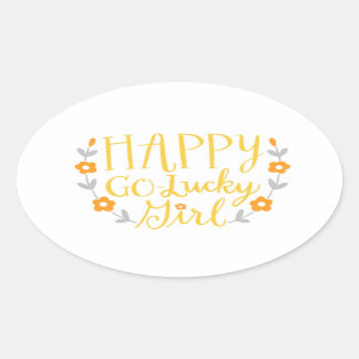 Ovale Happy Go Lucky Girl sticker