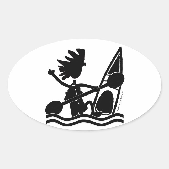 Ovale Happy Paddle Kayak Oval Sticker (Devant)