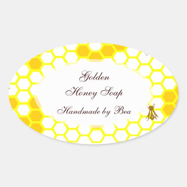 Ovale Honey Bee Honeycomb Art éditable Oval Sticker (Devant)