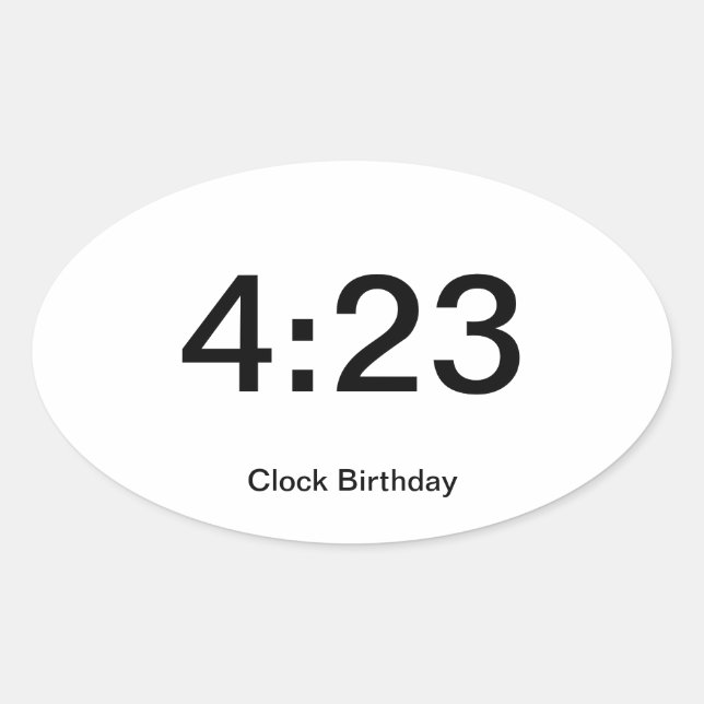 Ovale Horloge Sticker Anniversaire 4:23 (Devant)