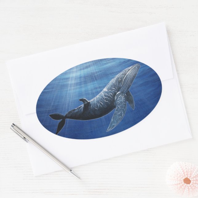 Ovale Humpback Whale Ocean Sticker (Enveloppe)