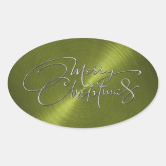 Ovale Joyeux Sticker Vert Noël Revêtu