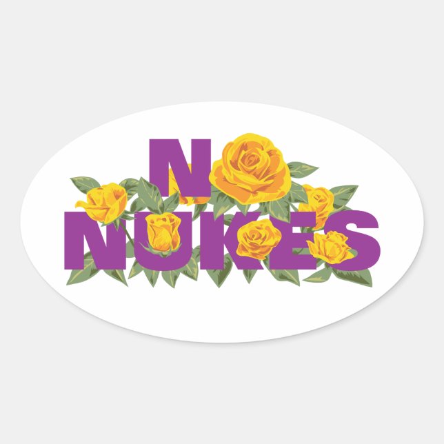 Ovale NO NUKES - Sticker officiel de la MISSION ROSE (Devant)