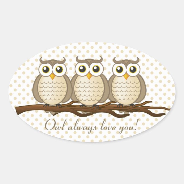 Ovale Owl t'aime toujours | Sticker (Devant)