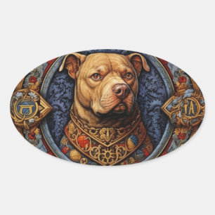 Ovale Pitbull " Pittie " Sticker médiéval héraldique