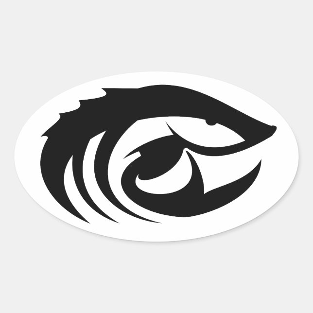 Ovale Sticker de poisson esturgeon (Devant)