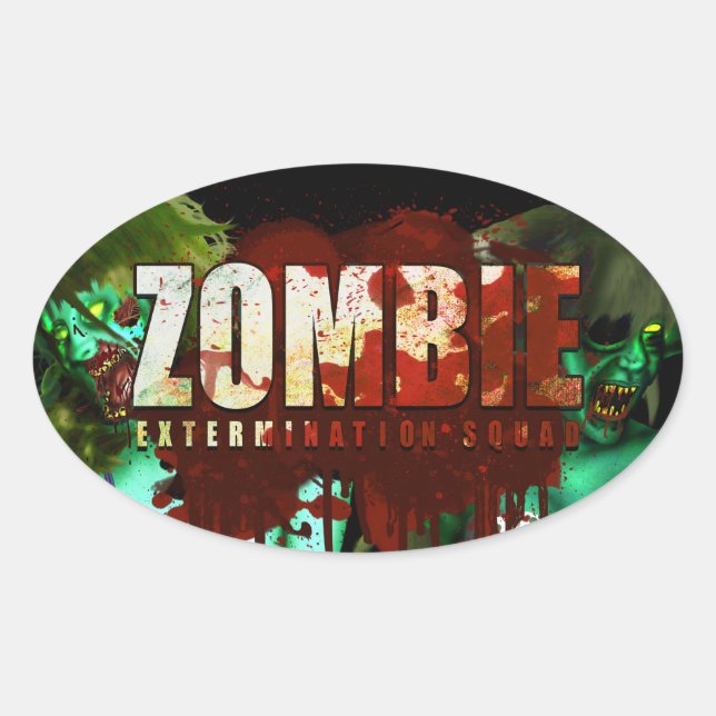 Ovale Sticker d'extermination Zombie (Devant)
