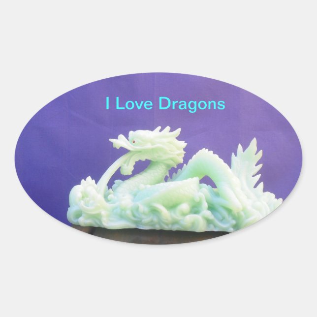 Ovale Sticker Dragons I Love (Devant)