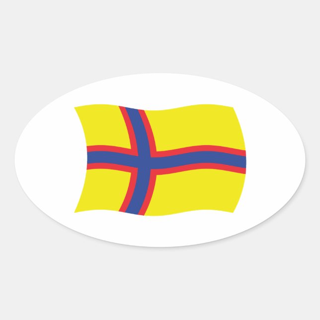 Ovale Sticker Drapeau Ingrian Finlandais (Devant)