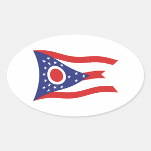 Ovale Sticker Drapeau Ohio