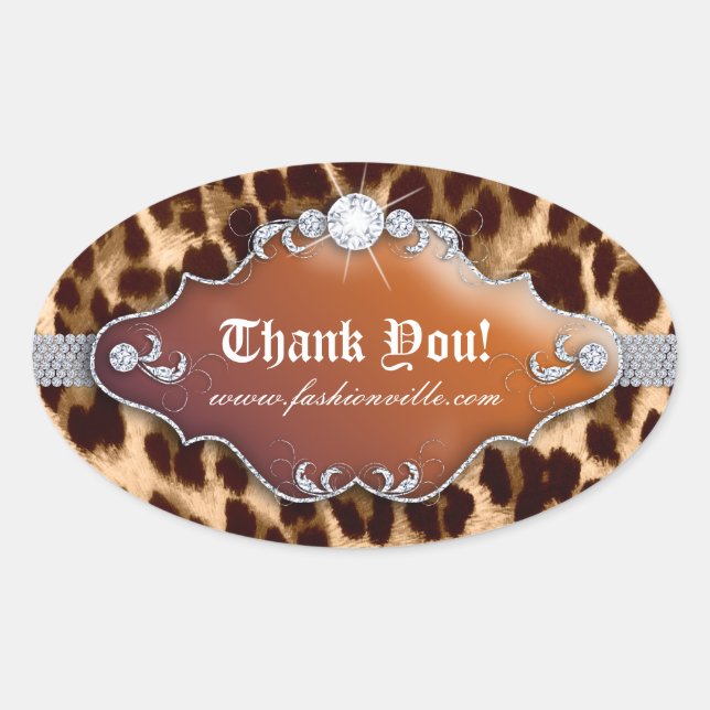Ovale Sticker Leopard mode Bijoux Brown (Devant)