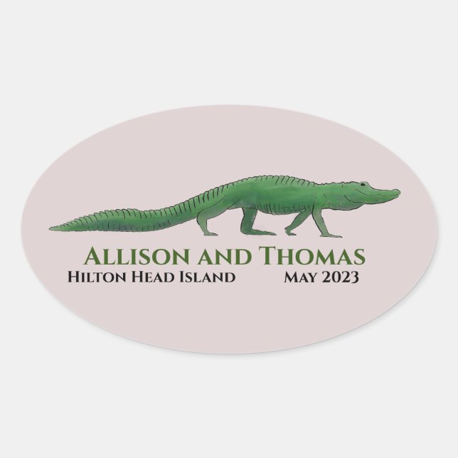 Ovale Sticker Mariage Alligator. Floride Caroline du Sud (Devant)