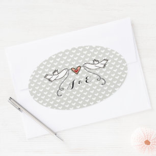 Ovale Sticker Mariage pour colombes blanches personnalis