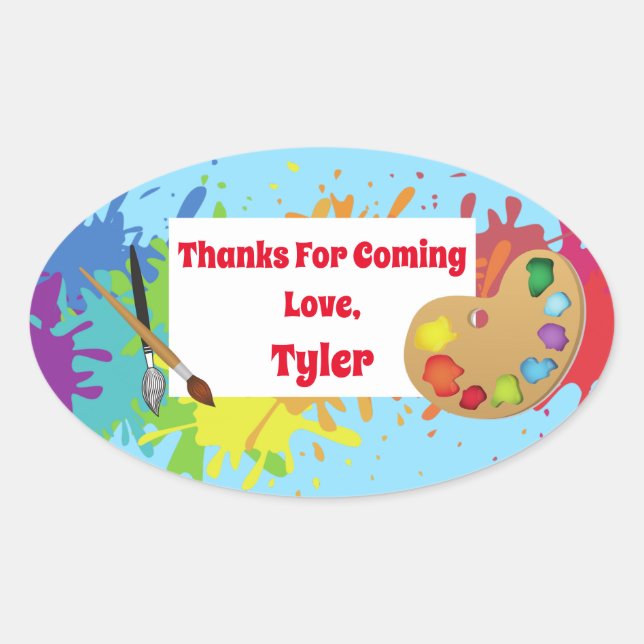 Ovale Sticker Merci Artist Party (Devant)