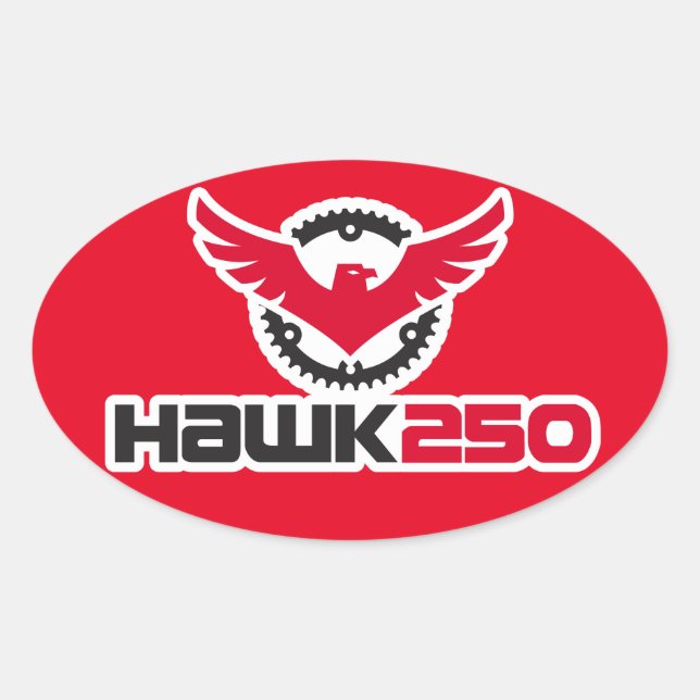 Ovale Sticker Oval Arrière - plan rouge Hawk 250 (Devant)