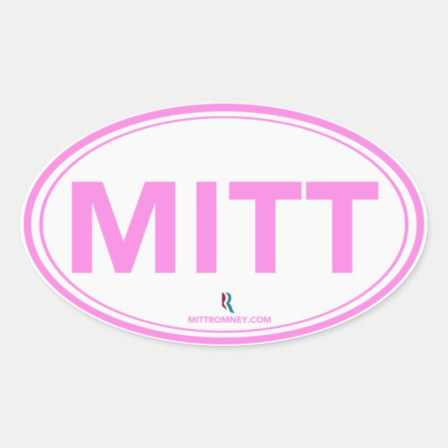 Ovale Sticker Oval Romney Ryan Mitt (Blanc / Rose) (Devant)