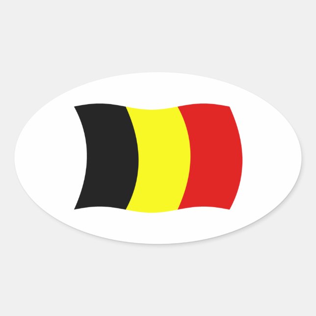 Ovale Sticker pour drapeau de Belgique (Devant)