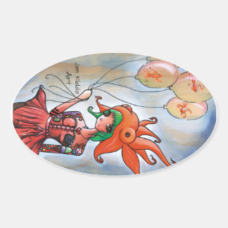 Ovale Sticker pour fille de poisson d'or