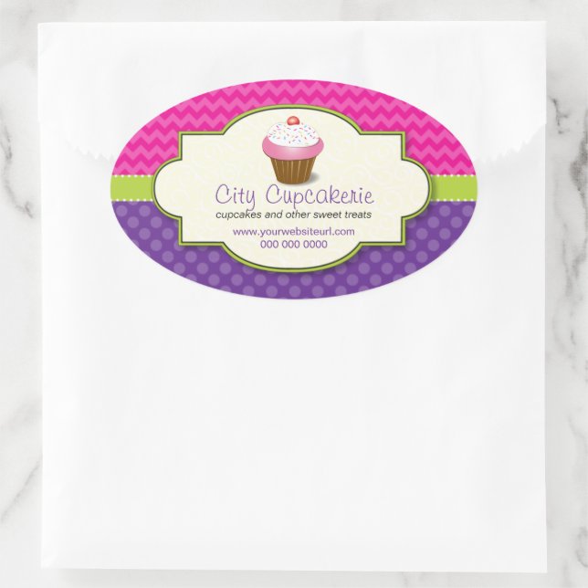 Ovale Sticker promotionnel Cupcake Shop (Sac)