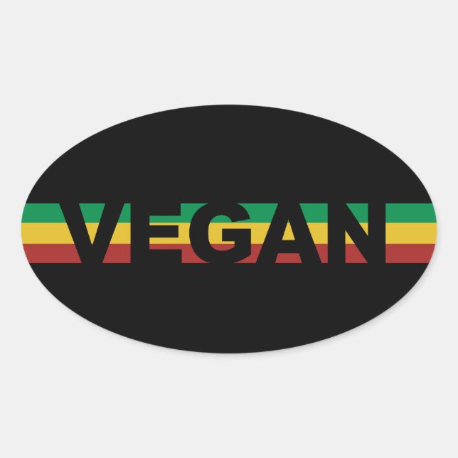 Ovale Sticker Rasta Striped Vegan (Devant)
