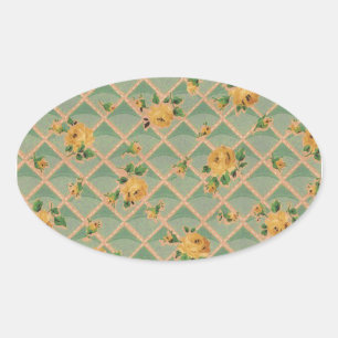 Ovale Sticker Rosebud Trellis Fleur