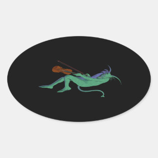 Ovale Sticker soliste diable vert (4 chiffres)