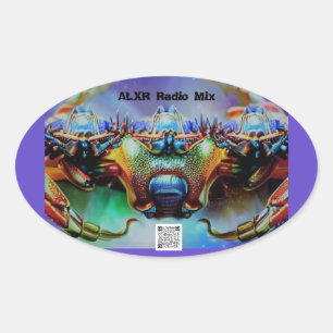 Ovale Sticker Space Crab 2