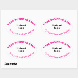 Ovale Tagline d'entreprise Textes roses sur Sticker oval