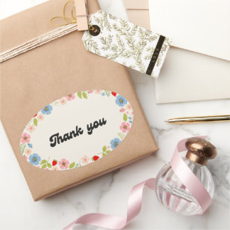 Ovale Thank You Sticker – Minimal Elegant Typography Des