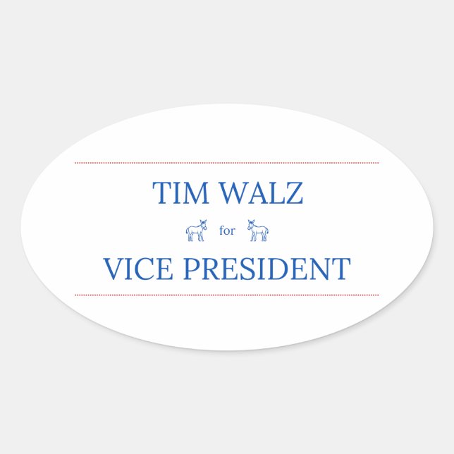 Ovale Tim Walz pour Sticker vice-président (Devant)