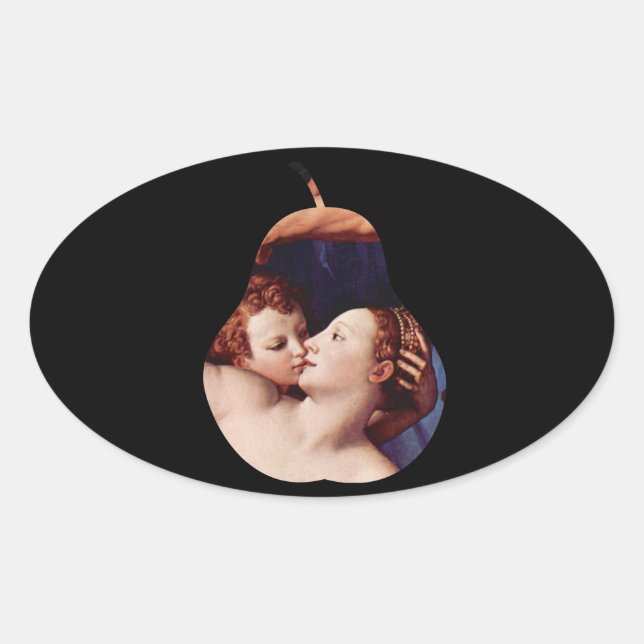 Ovale Vénus Cupidon Folly Time par Bronzino Oval Sticker (Devant)