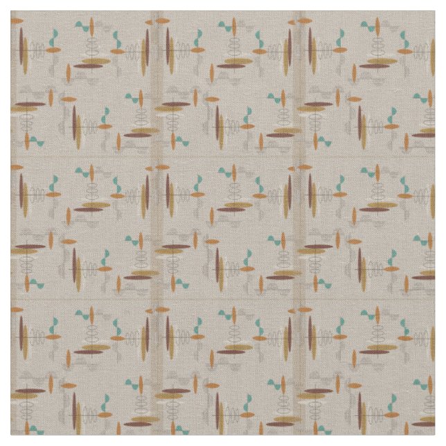Ovals and Lines Mid-Century Modern Fabric (Close Up)